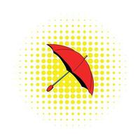 röd paraply ikon, serier stil vektor