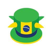 brasiliansk grön hatt ikon, isometrisk 3d stil vektor