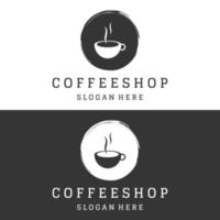 årgång espresso kaffe och kaffe kopp mall logotyp design. logotyper kan vara för företag, kaffe butiker, restauranger och kaféer. vektor