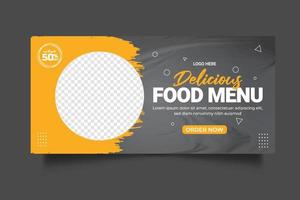 Lebensmittel-Web-Banner Lebensmittelwerbung Rabatt Verkauf Angebotsvorlage Social Media Food Cover Post Design vektor