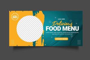 Lebensmittel-Web-Banner Lebensmittelwerbung Rabatt Verkauf Angebotsvorlage Social Media Food Cover Post Design vektor