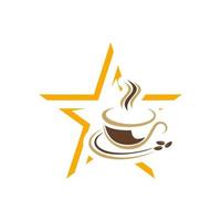 kaffe logotyp vektor, stjärna kaffe logotyp vektor