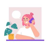 hand dragen person talande på de telefon illustration vektor