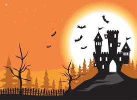 Halloween-Schloss und Fledermäuse vektor
