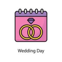 Hochzeitstag Vektor gefüllt Umriss Icon Design Illustration. Liebessymbol auf weißem Hintergrund eps 10-Datei