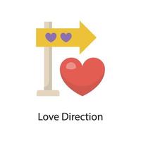 Liebe Richtung Vektor flache Icon Design Illustration. Liebessymbol auf weißem Hintergrund eps 10-Datei