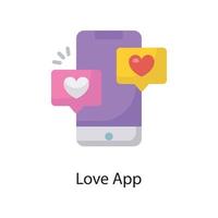 Liebe App-Vektor-flache Icon-Design-Illustration. Liebessymbol auf weißem Hintergrund eps 10-Datei vektor