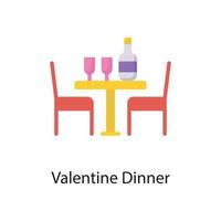 valentinstag, abendessen, vektor, flache, symbol, design, illustration. Liebessymbol auf weißem Hintergrund eps 10-Datei vektor