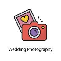 bröllop fotografi vektor fylld översikt ikon design illustration. kärlek symbol på vit bakgrund eps 10 fil