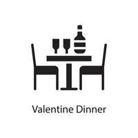 Valentinstag-Dinner-Vektor solide Icon-Design-Illustration. Liebessymbol auf weißem Hintergrund eps 10-Datei vektor