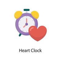 Ikonen-Designillustration des Herzuhrvektors flache. Liebessymbol auf weißem Hintergrund eps 10-Datei vektor