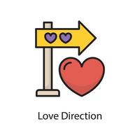 kärlek riktning vektor fylld översikt ikon design illustration. kärlek symbol på vit bakgrund eps 10 fil