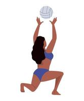 afro kvinna volleyboll spelare vektor