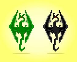8-Bit-Pixel-Drache grün und schwarz. Fantasy-Tiere in Vektorgrafiken. vektor