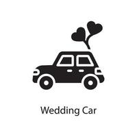 bröllop bil vektor fast ikon design illustration. kärlek symbol på vit bakgrund eps 10 fil