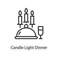ljus ljus middag vektor översikt ikon design illustration. kärlek symbol på vit bakgrund eps 10 fil