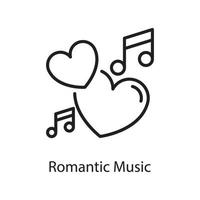 romantische Musik-Vektor-Gliederung-Icon-Design-Illustration. Liebessymbol auf weißem Hintergrund eps 10-Datei vektor