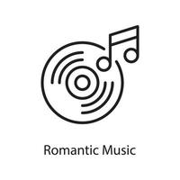 romantische Musik-Vektor-Gliederung-Icon-Design-Illustration. Liebessymbol auf weißem Hintergrund eps 10-Datei vektor