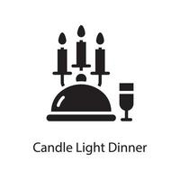 Candle-Light-Dinner-Vektor solide Icon-Design-Illustration. Liebessymbol auf weißem Hintergrund eps 10-Datei vektor