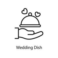 Hochzeit Gericht Vektor Umriss Icon Design Illustration. Liebessymbol auf weißem Hintergrund eps 10-Datei