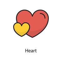 Herz Vektor gefüllt Umriss Icon Design Illustration. Liebessymbol auf weißem Hintergrund eps 10-Datei