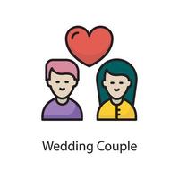 Hochzeitspaar Vektor gefüllt Umriss Icon Design Illustration. Liebessymbol auf weißem Hintergrund eps 10-Datei