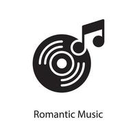 romantisk musik vektor fast ikon design illustration. kärlek symbol på vit bakgrund eps 10 fil