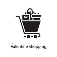 Valentinsgruß-Einkaufsvektor-feste Ikonen-Designillustration. Liebessymbol auf weißem Hintergrund eps 10-Datei vektor
