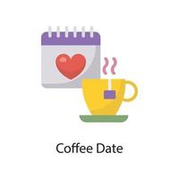 kaffe datum vektor platt ikon design illustration. kärlek symbol på vit bakgrund eps 10 fil