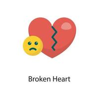 Ikonen-Designillustration des gebrochenen Herzenvektors flache. Liebessymbol auf weißem Hintergrund eps 10-Datei vektor
