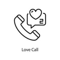Liebe Anruf Vektor Umriss Icon Design Illustration. Liebessymbol auf weißem Hintergrund eps 10-Datei