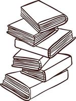 stack av böcker för läsning, läroböcker, anteckningsblock linje svartvit vektor