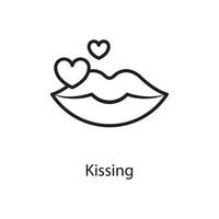 kissing vektor översikt ikon design illustration. kärlek symbol på vit bakgrund eps 10 fil