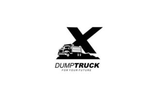 lx ogo dumpa lastbil för konstruktion företag. tung Utrustning mall vektor illustration för din varumärke.