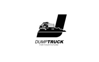 j ogo dumpa lastbil för konstruktion företag. tung Utrustning mall vektor illustration för din varumärke.