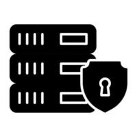 glyf design ikon av server säkerhet vektor