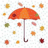 paraply och blå regndroppar. vektor illustration isolerat på vit bakgrund.