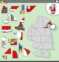 Puzzle mit Cartoon-Weihnachtsmann mit Weihnachtsgeschenk vektor