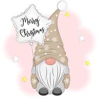söt gnome med en ballong jul vektor illustration
