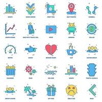 25 Business Concept Mix Flat Color Icon Set vektor