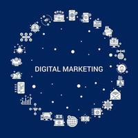 kreativer digitaler marketing-ikonenhintergrund vektor