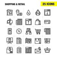 Shopping-Line-Icon-Pack für Designer und Entwickler Icons des Standort-Chats SMS-Shopping-Mail Mailbox-Shopping-Vektor vektor