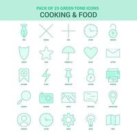 25 grüne Koch- und Lebensmittelsymbole vektor