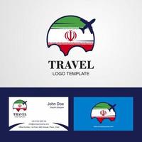 reise-iran-flaggenlogo und visitenkartendesign vektor