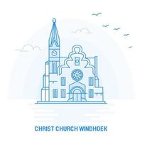 Christ Church Windhoek Blue Landmark kreativer Hintergrund und Postervorlage vektor