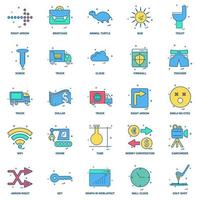 25 Business Concept Mix Flat Color Icon Set vektor