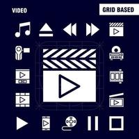 Video Solid Glyph Icon Pack für Designer und Entwickler Ikonen des Regisseurs Entertainment Film Video Film Film Video Multimedia Vektor