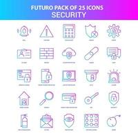 25 blå och rosa futuro säkerhet ikon packa vektor