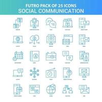 25 grön och blå futuro social kommunikation ikon packa vektor