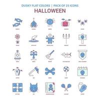 halloween-symbol düstere flache farbe vintage 25 icon pack vektor